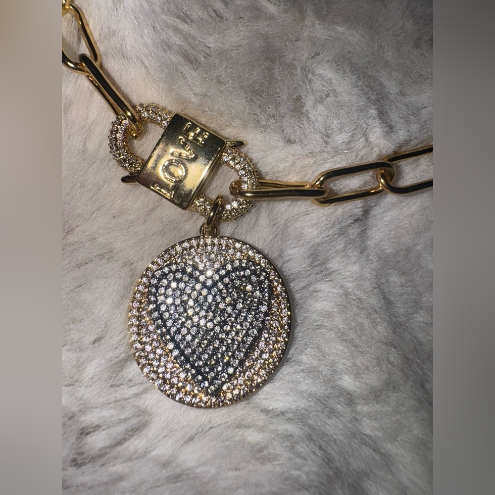 By Alexa Rae bar Melania Clara Priscilla heart champagne gold Chain Necklace - Picture 2 of 2